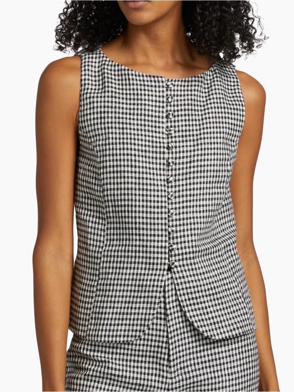 Reformation Black & White Gingham Button-Front Camisole